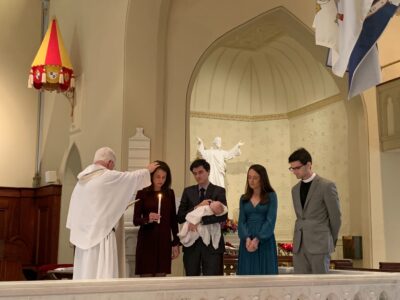 Baptism with a godmother and a Christian witness (Anglican priest) instead of godfather