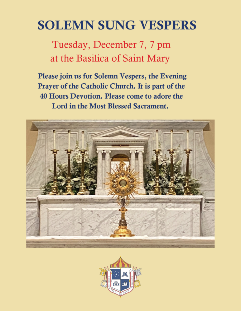 What is Vespers? to the Basilica on December 7 at 7 p.m. to Pray