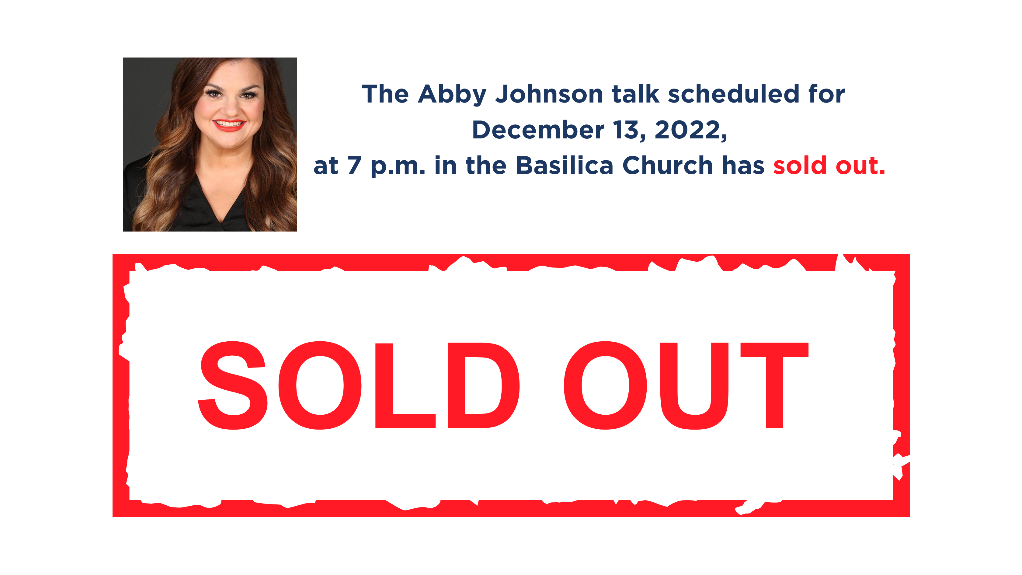 Abby Johnson Talk on December 13 Has Sold Out - The Basilica of Saint Mary